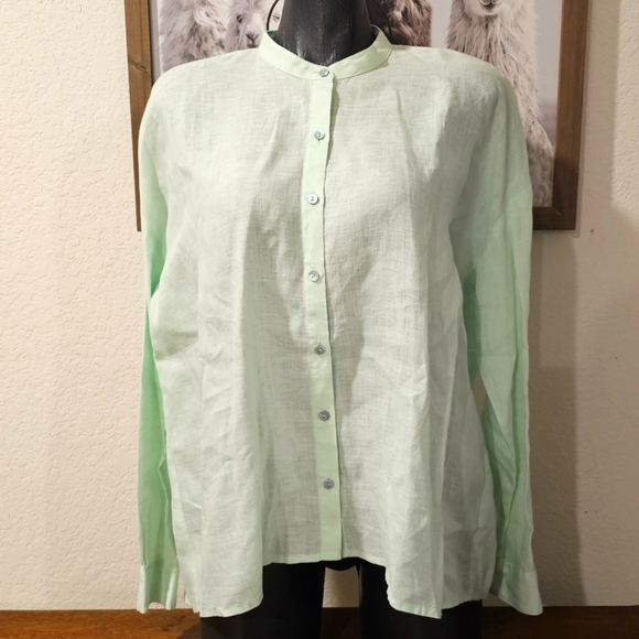 Eileen Fisher Mint Green Button-Up Shirt - Picture 1 of 7
